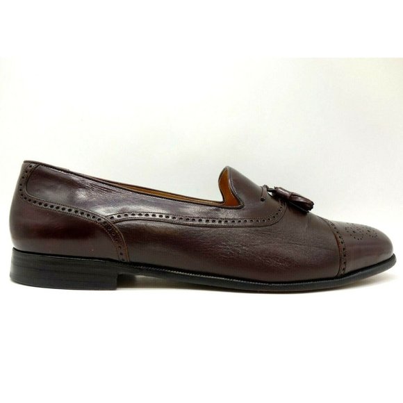 Miguel Angel Burgundy Leather Cap Toe Tassel Slip On Loafers Shoes Men\'s 13 M Mens Miguel Angel Brown Crocodile Skin Bit Tassel Loafer  main image 2